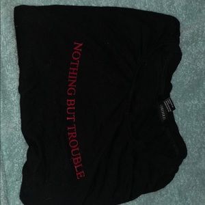 Nothing but trouble cropped tee